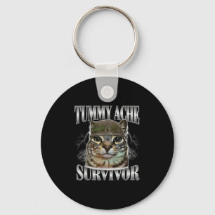 Porte-clés Tummy Ache Survivor Funny Chat Meme Citation Sarca