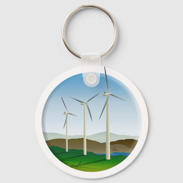 Porte-clés Turbine éolienne d'énergie verte (Recto)