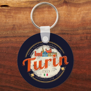 Porte-clés Turin Piedmont Retro Skyline Pâtes Vintages italie
