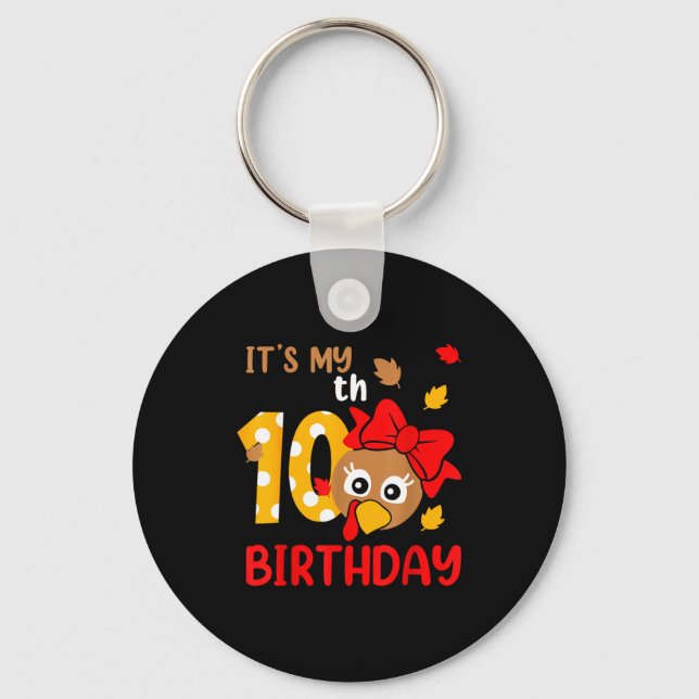Porte-clés Turkey 10th Birthday Autumn Thanksgiving Party Boy (Recto)