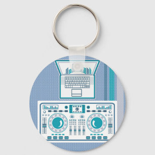 Porte-clés Turntable with Laptop DJ equipment Vector