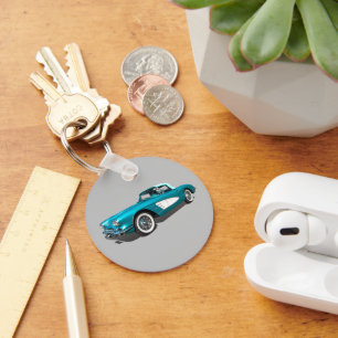 Porte-clés Turquoise 59 Corvette arrière - plan personnalisab