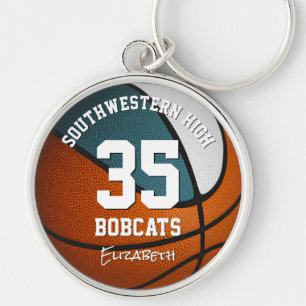 Porte-clés turquoise blanc basketball filles garçons équipe n