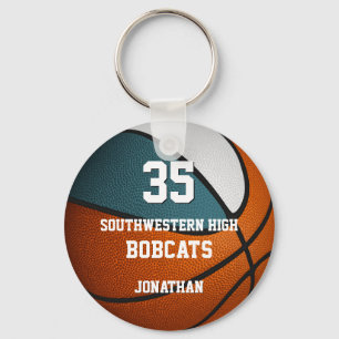 Porte-clés turquoise blanc sport garçon fille de basketball é