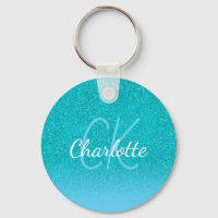 Turquoise bleu parties scintillant aqua vert monog