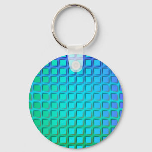 Porte-clés Turquoise bleue et motif vert de carrés