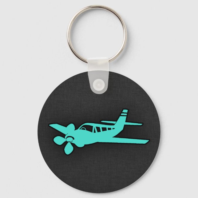 Porte-clés Turquoise; Blue Green Petit avion (Recto)