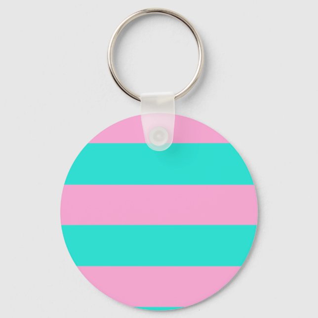Porte-clés Turquoise classique et Motif rayé rose (Recto)