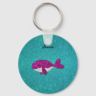 Porte-clés Turquoise rose nommée personnalisée de baleine d