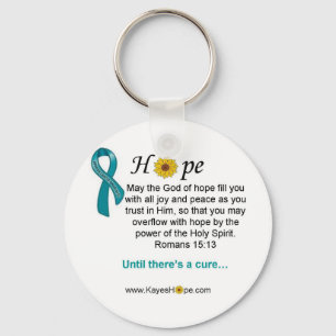 Porte-clés Turquoise Ruban espoir du cancer de l'ovaire