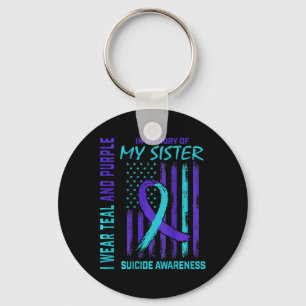 Porte-clés Turquoise Violet Ruban Suicide Sensibilisation Sis