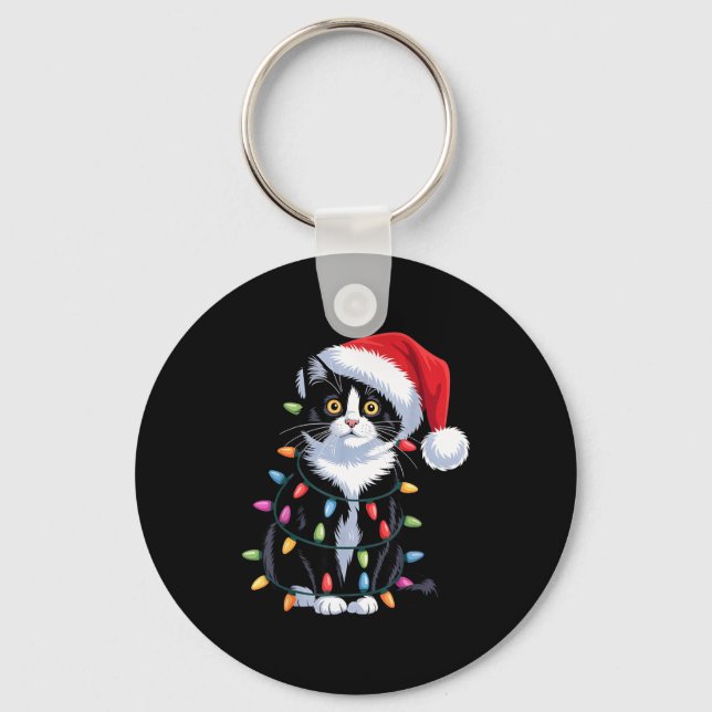 Porte-clés Tuxedo Cat Meow Santa Tuxie Christmas Tree  (Recto)