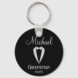 Porte-clés tuxedo fun avec bow groomsman noir