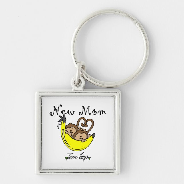 Porte-clés Twin Boys New Mom Cadeaux (Devant)
