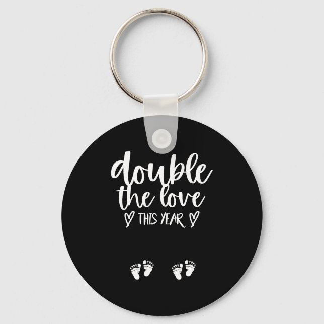 Porte-clés Twin Pregnancy Valentines Day Baby Announcement  (Recto)