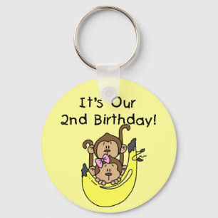 Porte-clés Twins Monkey Boy and Girl 2e anniversaire