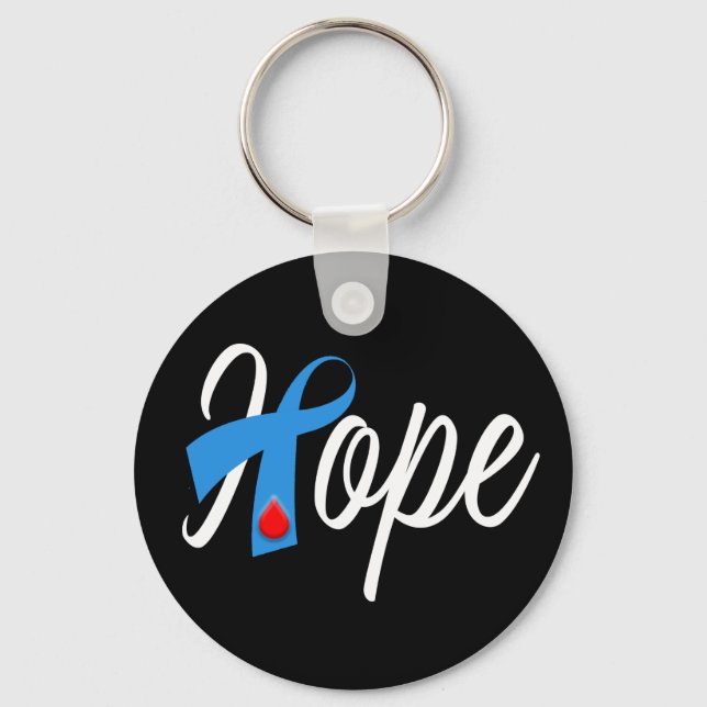 Porte-clés Type 1 Diabète Blue Ribbon Sensibilisation HOPE (Recto)