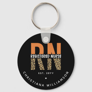 Porte-clés Typographie du léopard de l'infirmière autorisée