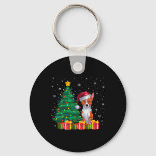 Porte-clés Ugly Basenji Santa Hat lumières Noël Amoureux des