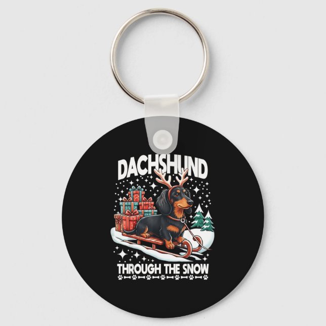Porte-clés Ugly Dachshund Christmasthrough The Snow Gift Chri (Recto)