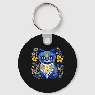 Porte-clés Ukraine Chat Floral Vintage ukrainien Drapeau Vysh