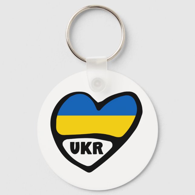 Porte-clés Ukraine Code Pays Coeur Drapeau, UKR (Recto)