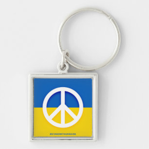 Porte-clés Ukraine Flag with Peace Symbol Keychain