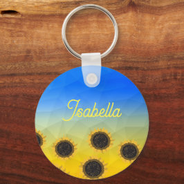 Porte-clés Ukraine géométrie maillage motif Fleurs Votre nom