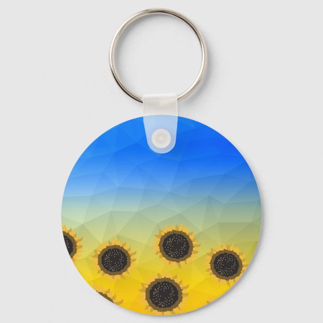 Porte-clés Ukraine jaune bleu géométrie maillage motif Fleurs (Recto)