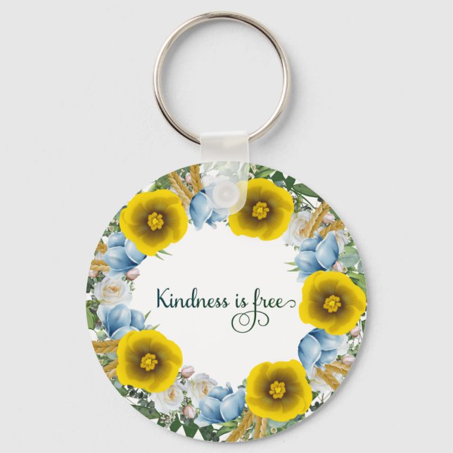 Porte-clés Ukraine Ukrainienne Fleurs de couronne Foi Espoir (Recto)