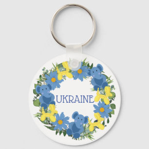 Porte-clés Ukraine Ukrainienne Fleurs de couronne Foi Espoir