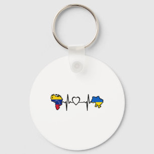 Porte-clés Ukraine Venezuela Drapeau Ukrainien Vénézuélien Cœ
