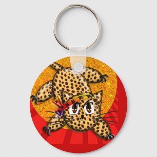 Porte-clés Ultra mignon Anime Leopard Kitty Rainbow Head Band