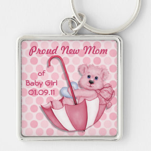 Porte-clés Umbrella Teddy Bear - Nouvelle Maman de Fille - Pe