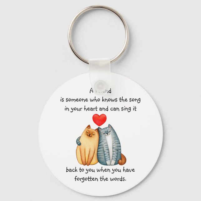 Porte-clés Un Ami Aimé Citation de chats mignons Carte (Recto)