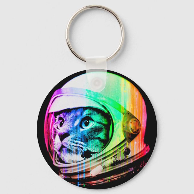 Porte-clés Un chat avec un rêve astronaute (Recto)