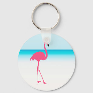 Porte-clés Un joli flamant rose sur la plage