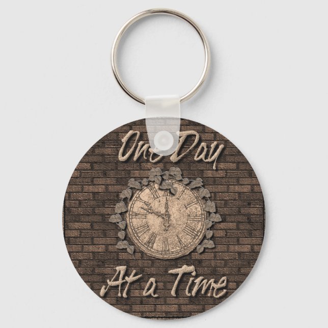 Porte-clés Un Jour À La Fois Citation Slogan Old Clock (Recto)