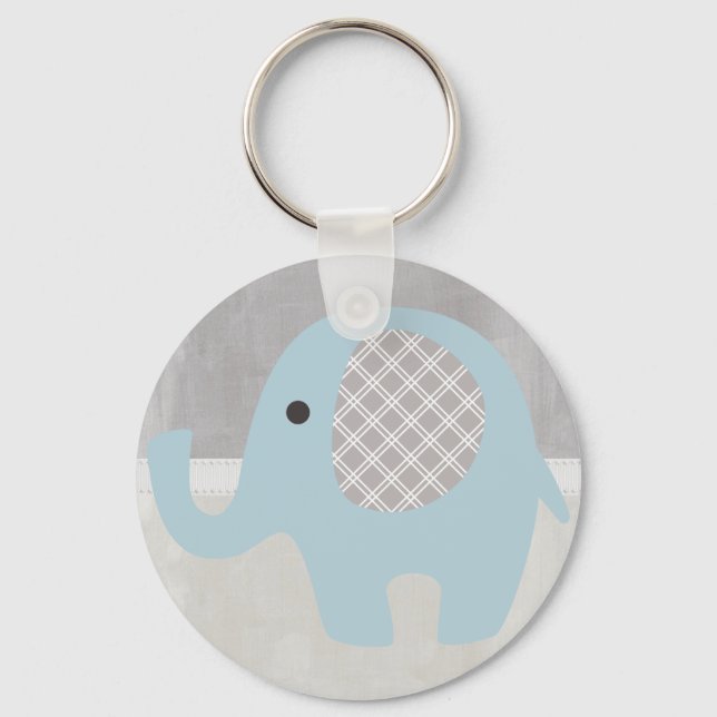 Porte-clés Un magnifique éléphant bébé en bleu (Recto)