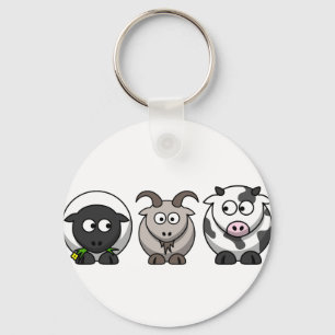 Porte-clés Un mouton, une chèvre et une vache