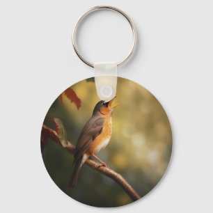 Porte-clés Un oiseau chantant le matin