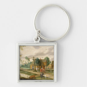 Porte-clés Un paysage de village