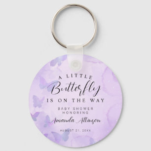 Porte-clés Un petit Baby shower pourpre à papillon