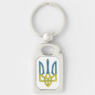 Porte-clés Un trident ukrainien texturé drapeau d'Ukraine cou