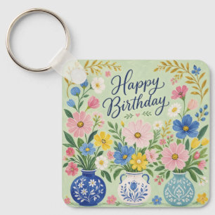 Porte-clés Un Trio de Fleurs d'Anniversaire