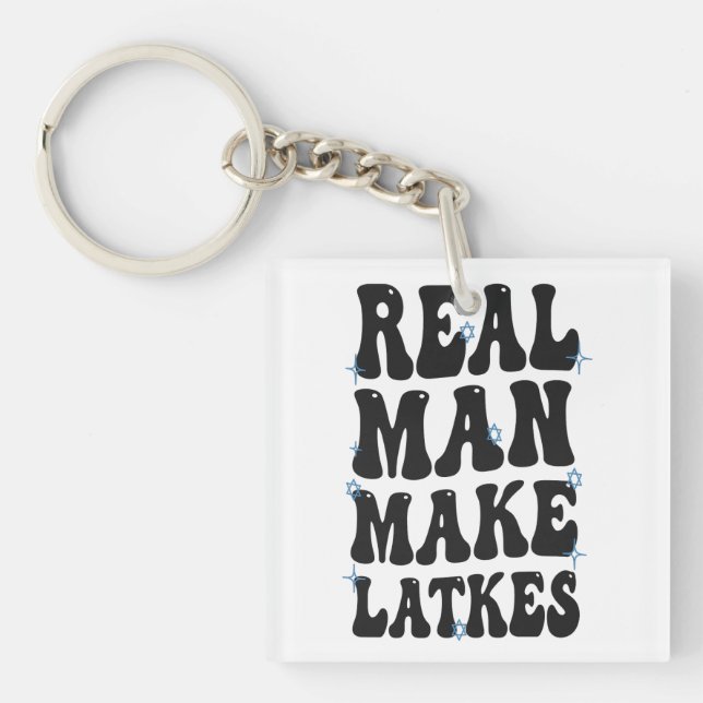 Porte-clés Un vrai homme rend Latkes amusant Super Hanoukka (Devant)