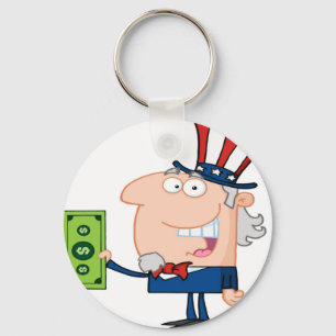 Porte-clés Uncle Sam With Holding A Dollar Bill