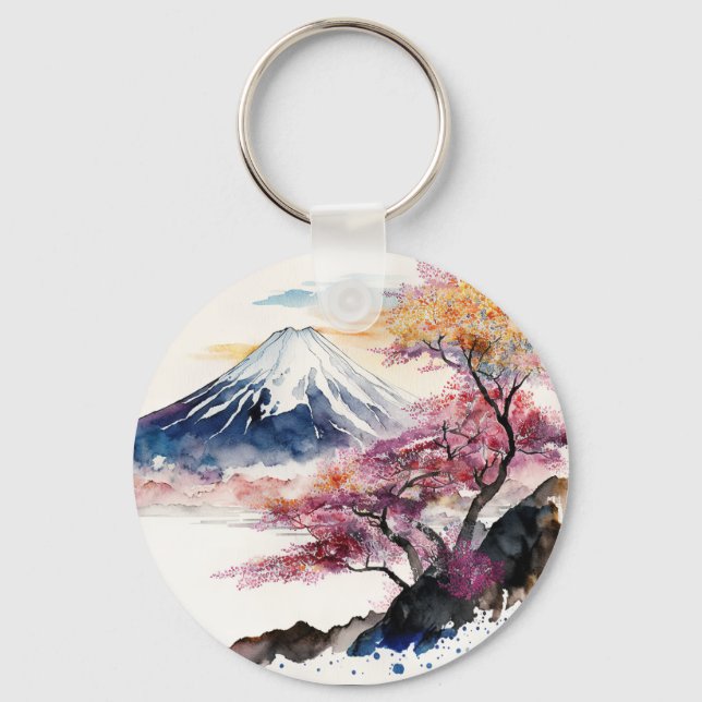 Porte-clés Une belle aquarelle sur le Mont Fuji (Recto)