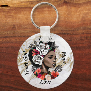 Porte-clés Une femme africaine Porte - clé florale