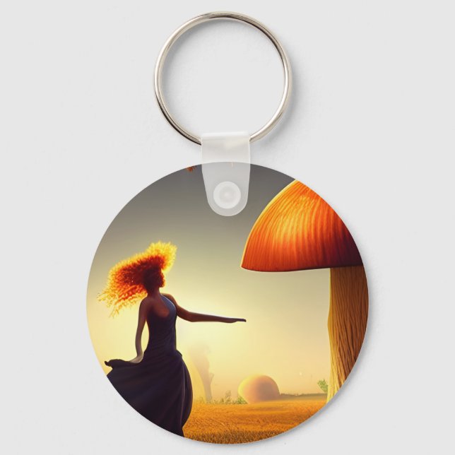 Porte-clés Une femme et un immense champignon (Recto)